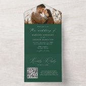 Modern Elegant Green Photo Wedding All In One Uitnodiging (Binnen)