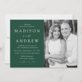 Modern Elegant Green Photo Wedding Kaart (Voorkant)