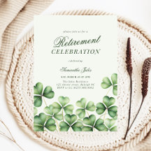 Modern Elegant Green Shamrock Retirement Party