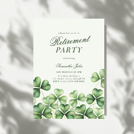 Modern Elegant Green Shamrock Retirement Party Kaart