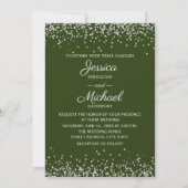 Modern Elegant Green Silver Glitter Wedding Kaart (Voorkant)