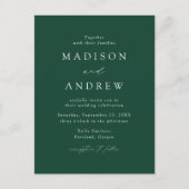 Modern Elegant Green Wedding Uitnodiging Briefkaart (Voorkant)