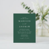 Modern Elegant Green Wedding Uitnodiging Briefkaart (Staand voorkant)