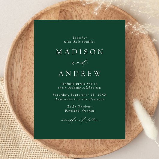 Modern Elegant Green Wedding Uitnodiging Briefkaart