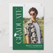 Modern Elegant Green & White 3 Photo Graduation Kaart (Voorkant)