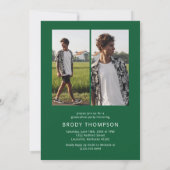 Modern Elegant Green & White 3 Photo Graduation Kaart (Achterkant)