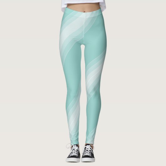 Modern Elegant Green White Stylish Sjabloon Leggings (Voorkant)
