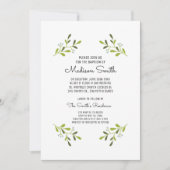 Modern Elegant Greenery Baptism Invitation Kaart (Voorkant)