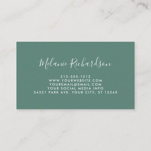 Modern Elegant Greenery Botanical Floral Green Visitekaartje (Achterkant)