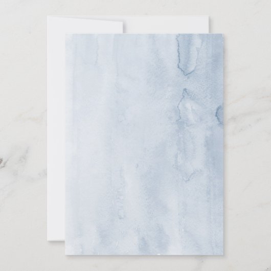 Modern Elegant Greenery Dusty Blue Baptisme Kaart (Achterkant)