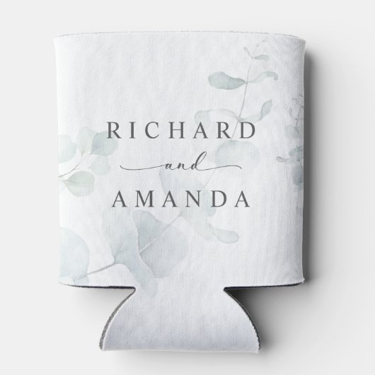 Modern Elegant Greenery Minimalist Wedding Blikjeskoeler (Achterkant)