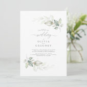 Modern Elegant Greenery Minimalist Wedding Kaart (Staand voorkant)