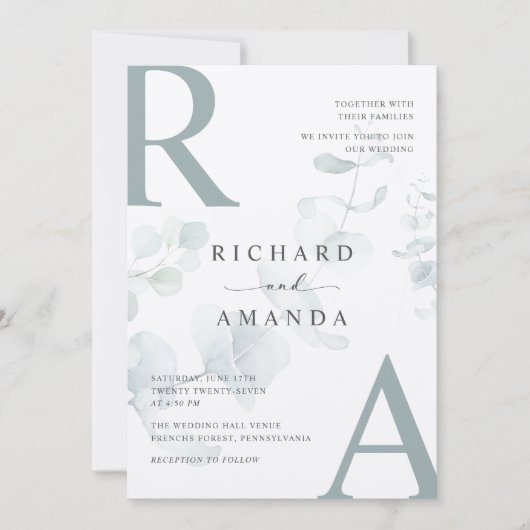 Modern Elegant Greenery Minimalist Wedding Kaart (Voorkant)