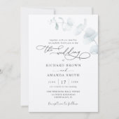 Modern Elegant Greenery Minimalist Wedding Kaart (Voorkant)