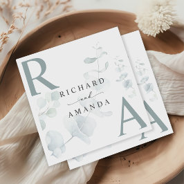 Modern Elegant Greenery Minimalist Wedding Servet