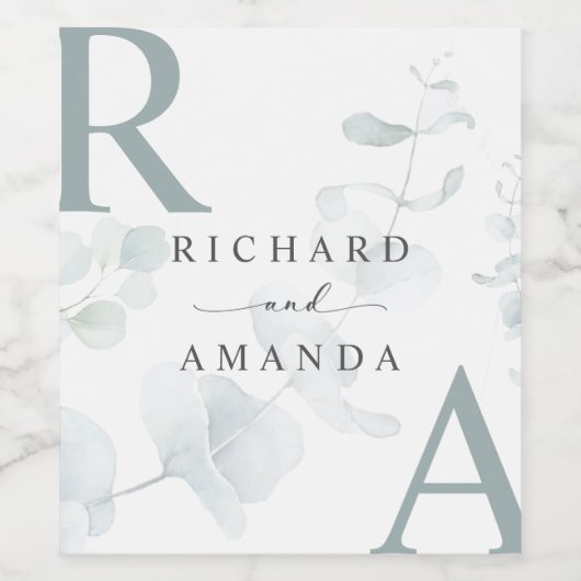 Modern Elegant Greenery Minimalist Wedding Wijn Etiket (Enkel label)