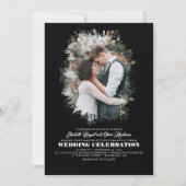 Modern Elegant Greenery Photo Overlay Wedding Kaart (Voorkant)