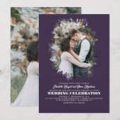 Modern Elegant Greenery Photo Overlay Wedding Kaart (Voorkant / Achterkant)