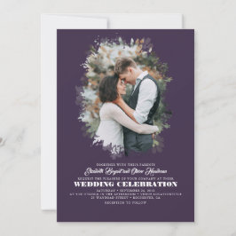Modern Elegant Greenery Photo Overlay Wedding Kaart