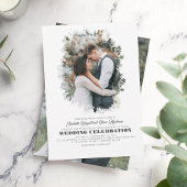 Modern Elegant Greenery Photo Overlay Wedding Kaart