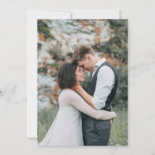 Modern Elegant Greenery Photo Overlay Wedding Kaart (Achterkant)