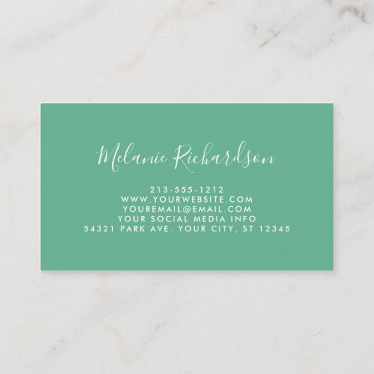 Modern Elegant Greenery Pink Floral Neo Mint Visitekaartje (Achterkant)