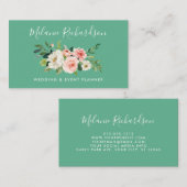 Modern Elegant Greenery Pink Floral Neo Mint Visitekaartje (Voorkant / Achterkant)