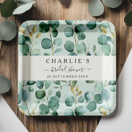 Modern Elegant Greenery Vrijgezellenfeest Papieren Bordje