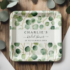 Modern Elegant Greenery Vrijgezellenfeest Papieren Bordje