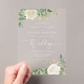 Modern Elegant Greenery Wedding Acryl Uitnodigingen (Insitu (Draagbaar))