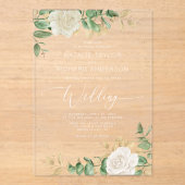 Modern Elegant Greenery Wedding Acryl Uitnodigingen (Voorkant)