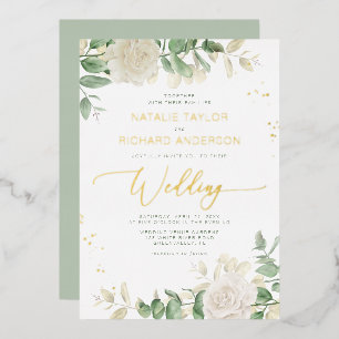 Modern Elegant Greenery Wedding Folie Uitnodiging