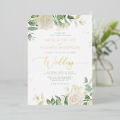 Modern Elegant Greenery Wedding Folie Uitnodiging (Staand Voorkant)
