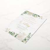Modern Elegant Greenery Wedding Folie Uitnodiging (Gedraaid)