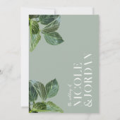 Modern Elegant Greenery Wedding Invitation Kaart (Achterkant)