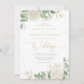 Modern Elegant Greenery Wedding Kaart (Voorkant)