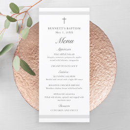 Modern Elegant Grey Baptism Menu