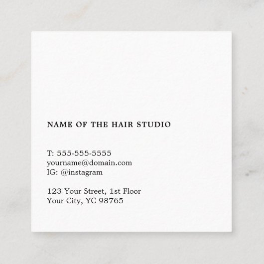 Modern Elegant Grey Black Hair Stylist Vierkante Visitekaartje (Achterkant)