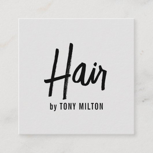 Modern Elegant Grey Black Hair Stylist Vierkante Visitekaartje (Voorkant)