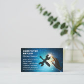 Modern Elegant Grey Blue Circuit Computer Repair  Visitekaartje (Staand voorkant)