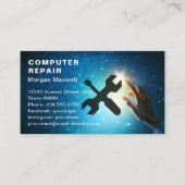 Modern Elegant Grey Blue Circuit Computer Repair  Visitekaartje (Voorkant)