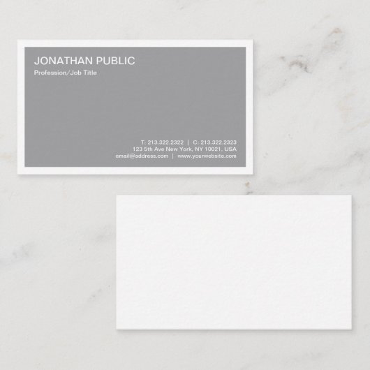 Modern Elegant Grey Eenvoudige Sjabloon Trendy Visitekaartje (Voorkant / Achterkant)