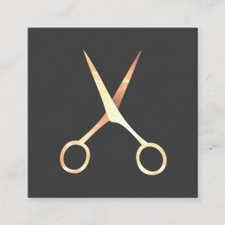 Modern Elegant Grey Faux Gold Scissors HairStylist Vierkante Visitekaartje