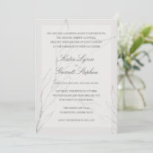 Modern Elegant Grey Floral Wedding Kaart (Staand voorkant)