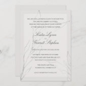 Modern Elegant Grey Floral Wedding Kaart (Voorkant / Achterkant)