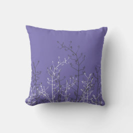 Modern Elegant Grey Flowers op Periwinkle Blue Kussen