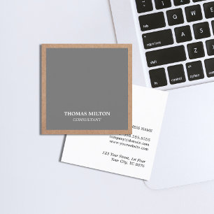 Modern Elegant Grey Kraft Paper Consultant Vierkante Visitekaartje