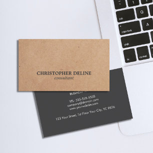 Modern Elegant Grey Kraft Paper Consultant Visitekaartje