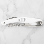 Modern Elegant Grey Monogram Initialen Kurkentrekker (Achterkant)