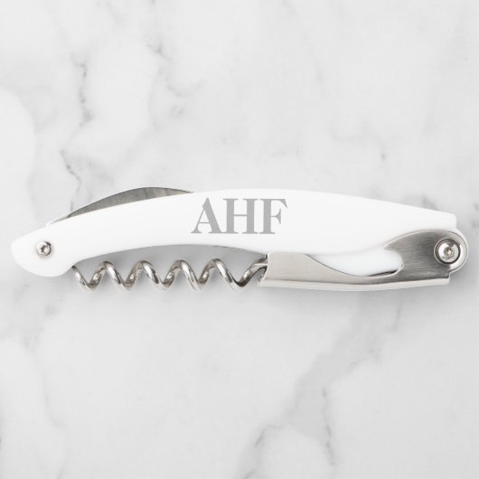 Modern Elegant Grey Monogram Initialen Kurkentrekker (Achterkant)